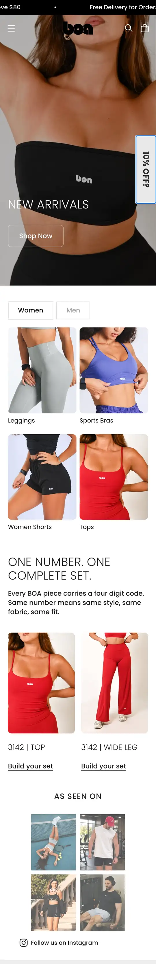BOA store homepage on a phone