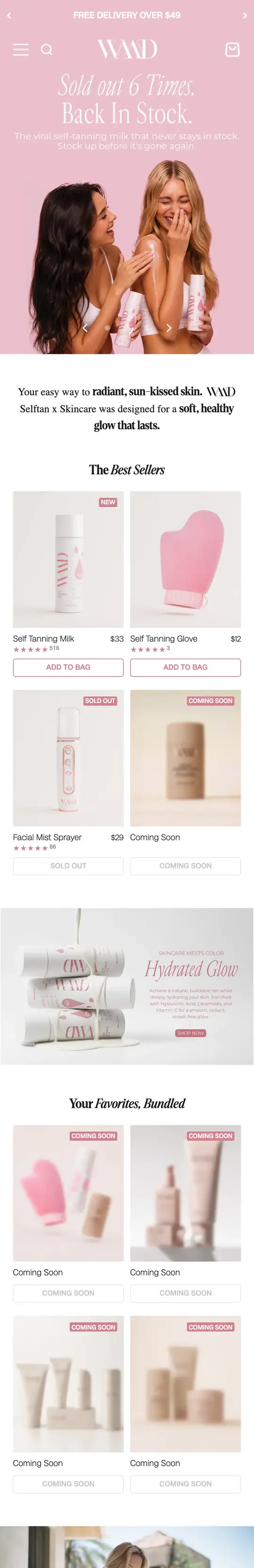 Waad Skin store homepage on a phone